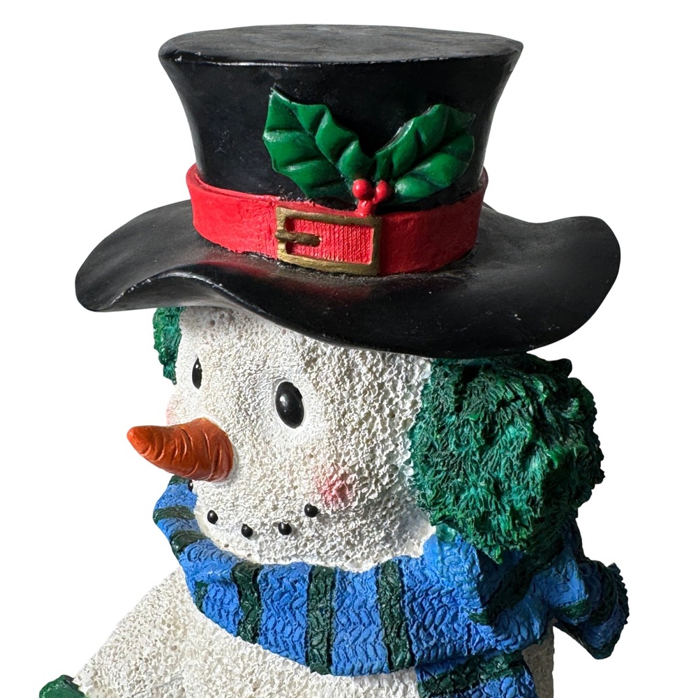 Vintage 2001 Snowman with Top Hat Scarf Rabbit Holiday Christmas Figurine Decor‎